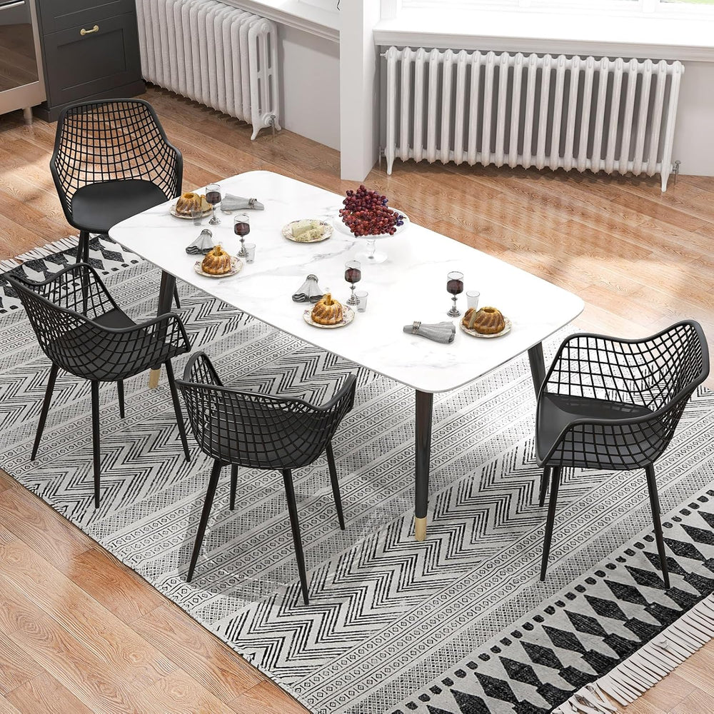 GOFLAME Dining Chairs Set of 4, Plastic Kitchen Chairs with Metal Legs, Hollo...