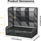 Marbrasse Mesh Pen Holder for Desk, Multi-Functional Pencil Organizer with Drawer, Desk Organizers and Accessories for Office Art Supplies (Large Black)