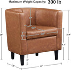 Yaheetech Accent Chair, PU Leather, Modern and Comfortable Armchairs, Upholstered Barrel Sofa Chair for Living Room Bedroom Waiting Room, 2PCS, Brown