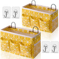 2pcs 3-pockets Large Wall Hanging Organizer Bag, Linen Fabric Door Hanging Storage Baskets with Pockets, Waterproof Bin for Kitchen, Bedroom, Office, RV Camper (Yellow_2pcs)