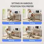 FLEXISPOT 2-in-1 Chaise Lounge Chair Indoor with Wheels Footrest 90-165° Reclining Lumbar Support, Home Office Chairs for Living Room Bedroom Study Working Relaxing, PU Leather, Beige White, HC4