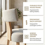 HNY Mid Century Modern Dining Chairs, Farmhouse Linen Fabric Upholstered Accent Chair Curved Backrest Kitchen Chairs Set of 2, with Hardwood Frame, Grey