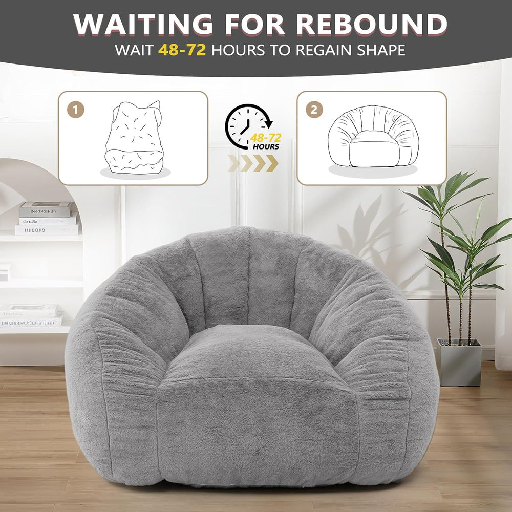 Bean Bag Chair for Adults, Soft Faux Fur Giant Beanbag Chairs, Oversized Cozy...