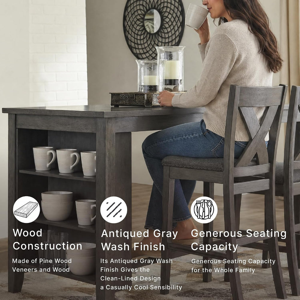 Signature Design by Ashley Caitbrook Counter Height Dining Table, Gray | Buil...