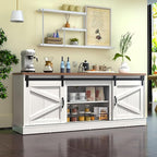 Kurapika Farmhouse TV Stand and Entertainment Center for TV Up to 75 Inch, with Sliding Barn Doors and Adjustable Shelf, Console Table and Media Furniture with Storage Cabinet, 67 Inch, White