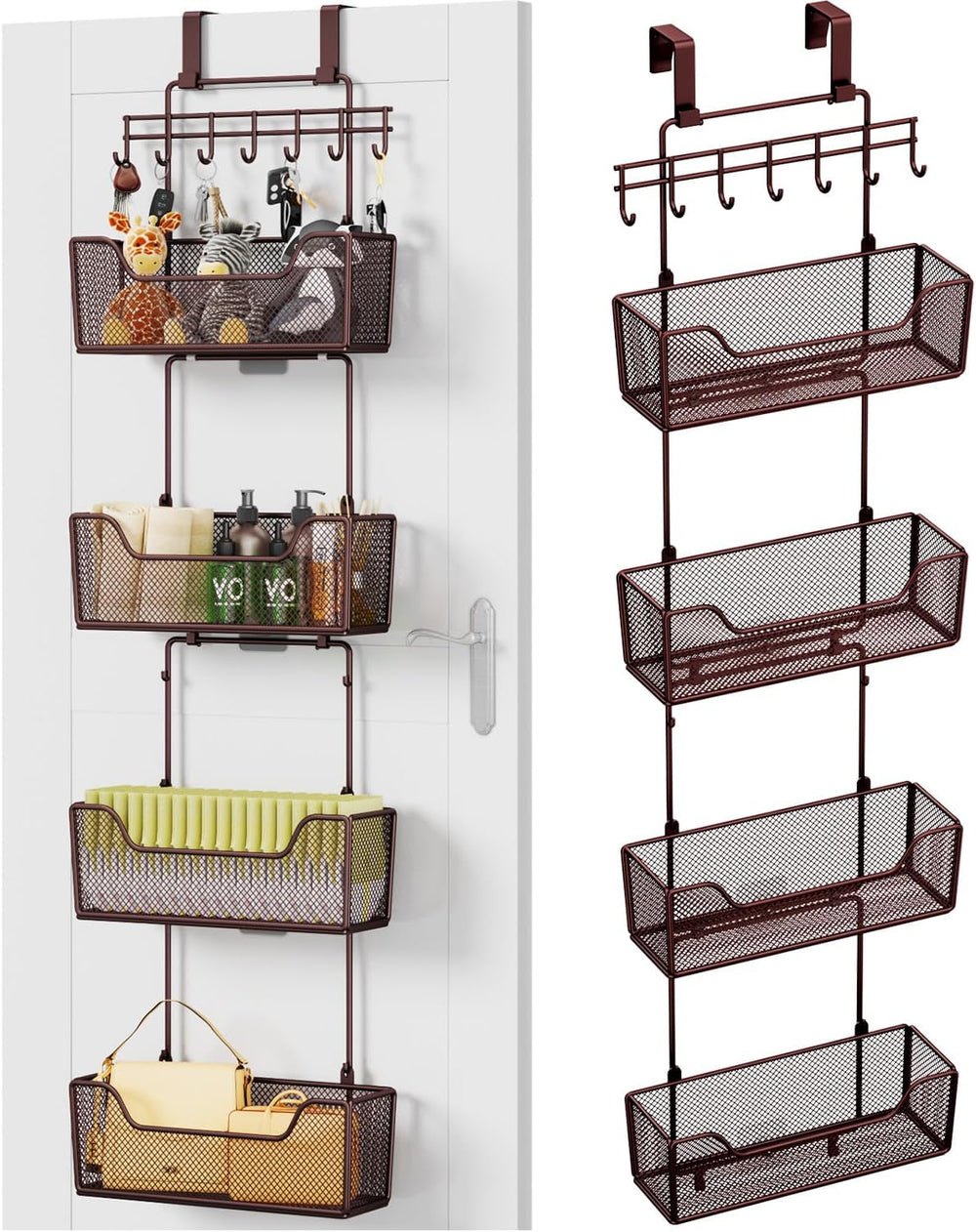 HapiRm Over The Door Organizer - Hanging Door Organizer with 4 Metal Large Ca...