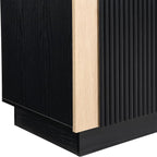 Yechen Fluted TV Stand with Arched Reeded Design Doors, Modern Entertainment Center with Storage for Up to 98 Inch, TV Media Console, TV Cabinet for Living Room, Bedroom/Black/Natural(2 PCS)