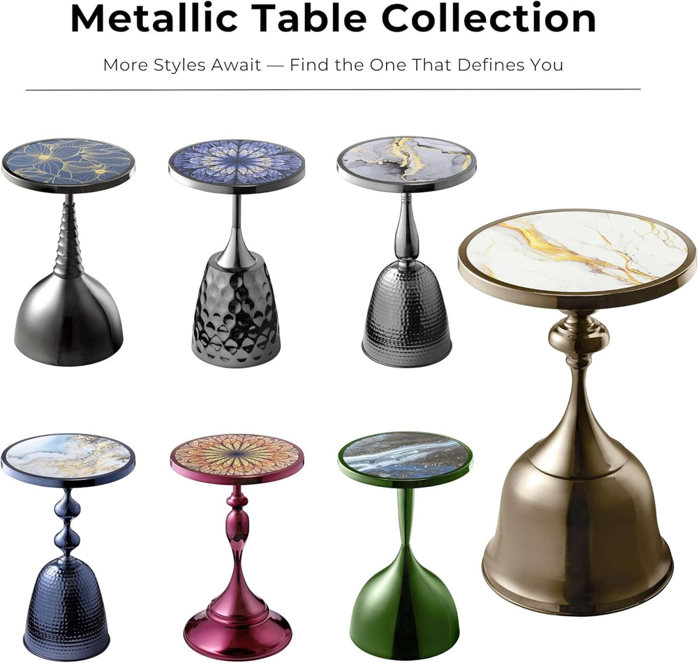 Homes: Inside + Out Halric Modern 24" Tall Round End Table with Decorate...