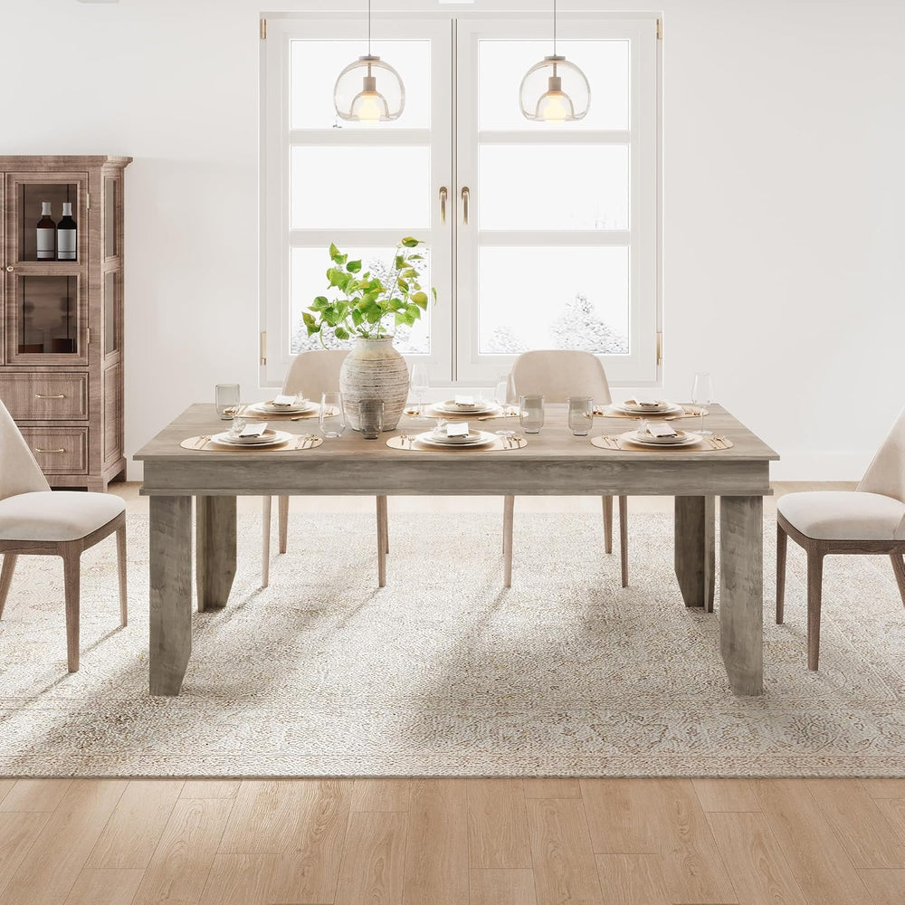 GarveeHome Farmhouse Dining Table for 6-8 People, 71 in Long Kitchen Tables w...
