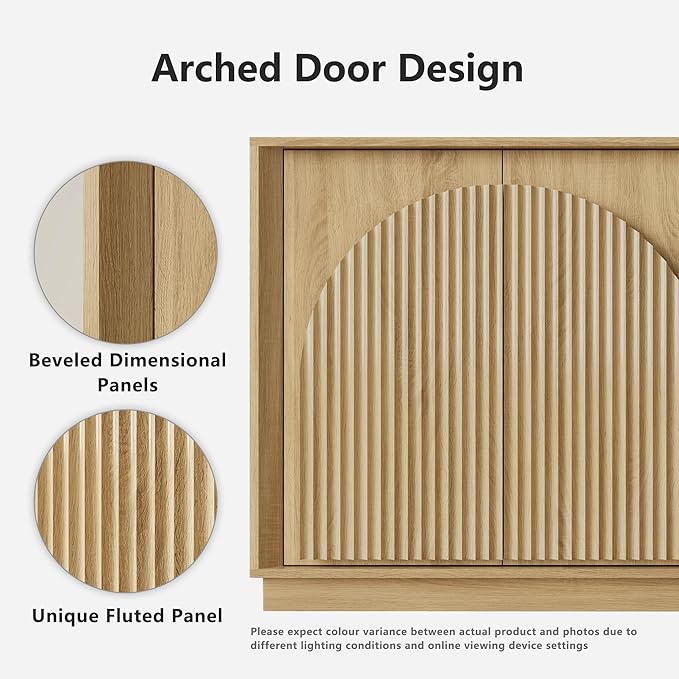 win2win Fluted Sideboard Buffet Cabinet with Storage, 65" Modern Accent ...