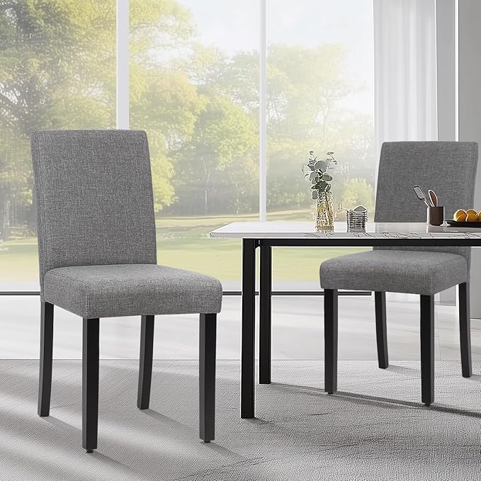 FDW Dining Chairs Set of 4,Dining Room Chairs Kitchen Chairs Elegant Design Modern Fabric Upholstered Dining Chairs,Fabric Grey