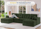 MAXYOYO 132" U Shaped Modular Sectional Sofa with 2 Ottomans, Cloud Boneless Couch with Layered Cushion, Flexible Module Combination Sofa for Living Room, No Assembly Required, Dark Green