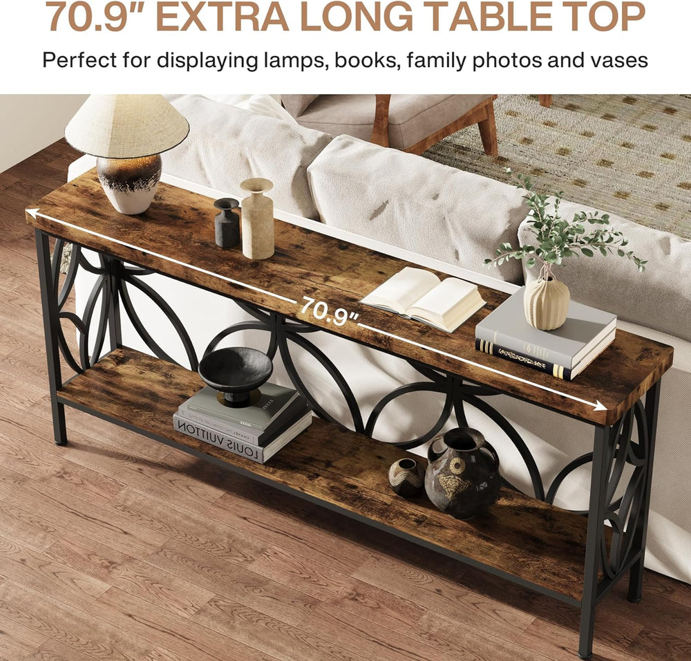 Tribesigns 70.9-Inch Narrow Sofa Table, Industrial Long Sofa Table Behind Cou...