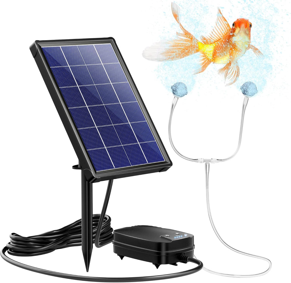 NFESOLAR 4W Solar Aerator for Pond with 2200mAh Battery, 3 Modes, 2 Stones