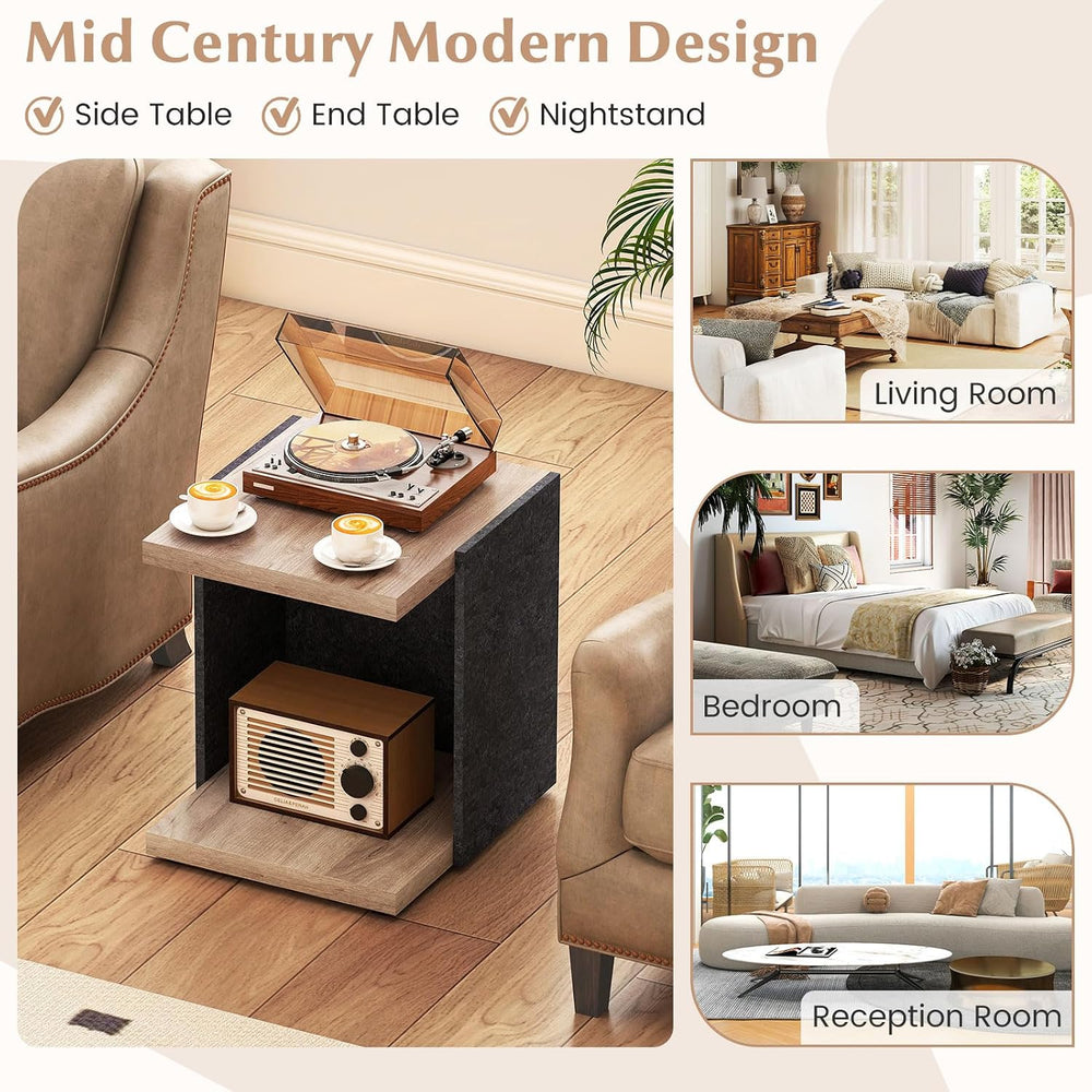 Giantex Modern End Table Set of 2, 2-Tier Sofa Side Table with Open Storage S...