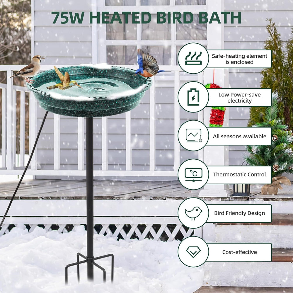Heated Bird Bath for Outdoors for Winter, 75W Bird Bath Water Heater Bird Bat...