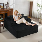 54.3"W Oversized Chaise Lounge Chair Indoor, Boneless Corduroy Sleeper Sofa Bed with 4 Pillows, Armrests, Comfy Fluffy Reading Couch, No Assembly Required Cloud Sofa for Living Room, Bedroom, Office