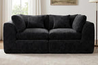 79'' Oversized Cloud Sectional Boneles Loveseat for Living Room, Modern Big Compressed 2 Seater Couch with 2 Throw Pillows, Comfy Chenille Deep Seat Memory Foam Spineless 2 Person Couch, Black | No Assembly Needed, Premium Chenille, Flexible Modular, W...