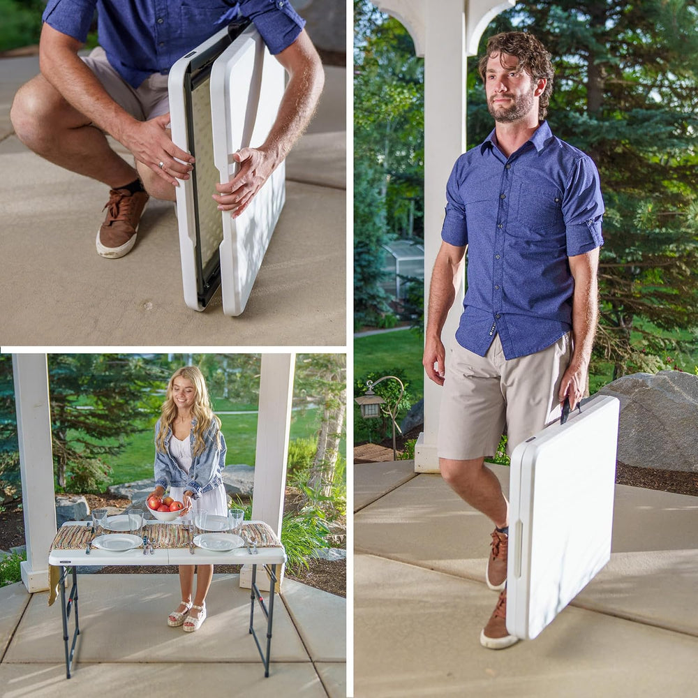 LIFETIME Height Adjustable Folding Table, 4 Foot