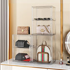 Clear Purse Organizer for Closet 1 Pack Clear Handbag Storage Organizer, Stackable Acrylic Display Case with Adjustable Divider for Purse, Handbag, Backpack, Wallet, Collectibles, XXX-Large