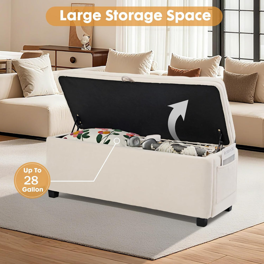 45" Storage Ottoman Bench, Tufted Ottoman with Storage for Living Room, ...
