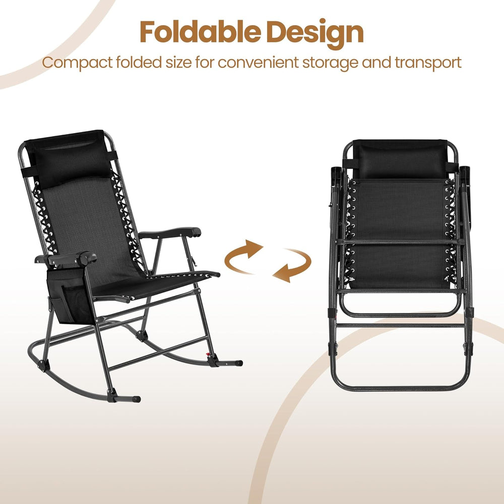 Yaheetech 26in Rocking Chair Outdoor Zero Gravity Folding Chairs Rocking Chai...