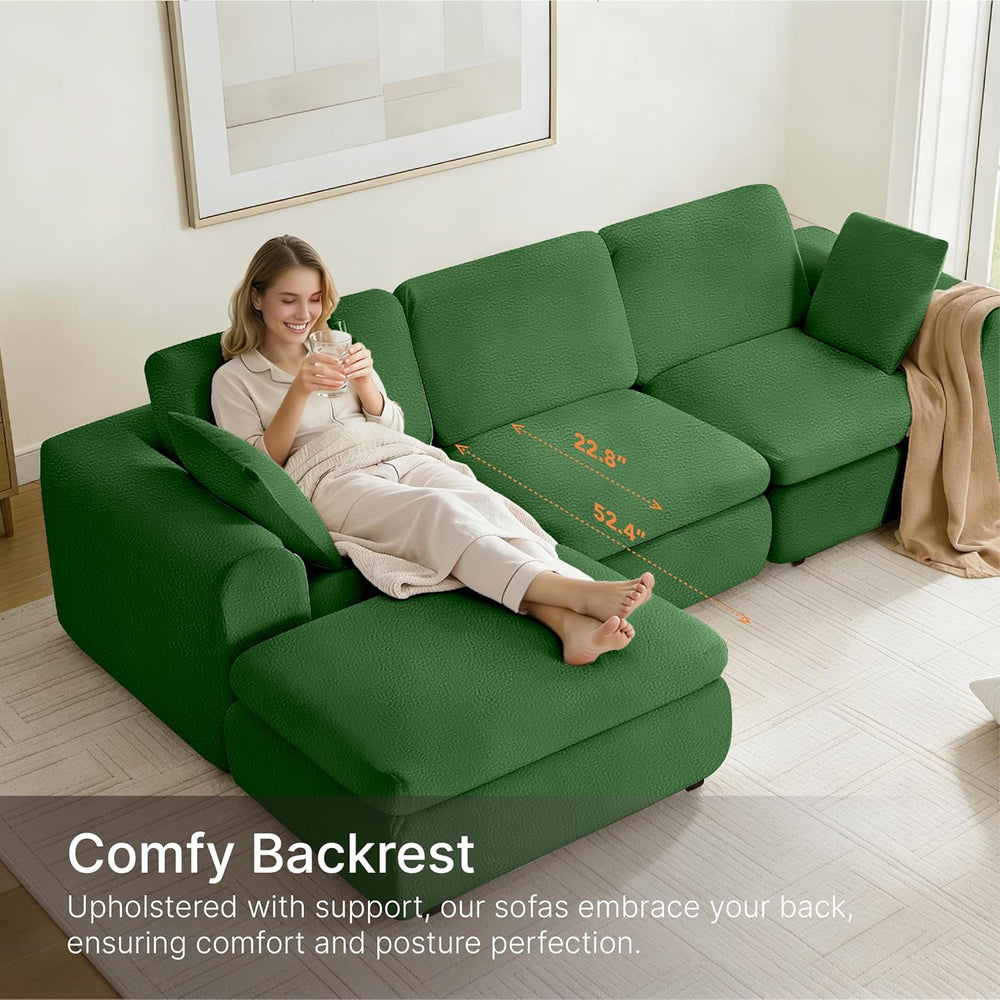 KISLOT 108" Cloud Couch,Sectional No Assembly Required,Modular Sofa with...