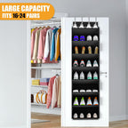 KYEVIS Over The Door Shoe Organizer Storage Fit 16-24 Pairs Hanging Shoe Rack Organiser for Closet Door, Deep Pocket Shoe Holder for Sneakers,Boots Storage(1 Pack Black)
