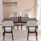 Modern Wood Dining Chairs with Arms Set of 6, Velvet Upholstered Kitchen Chairs with Open Curved Backrest & Black Hardwood Legs, Accent Chairs 350 LBS Capacity, Grey