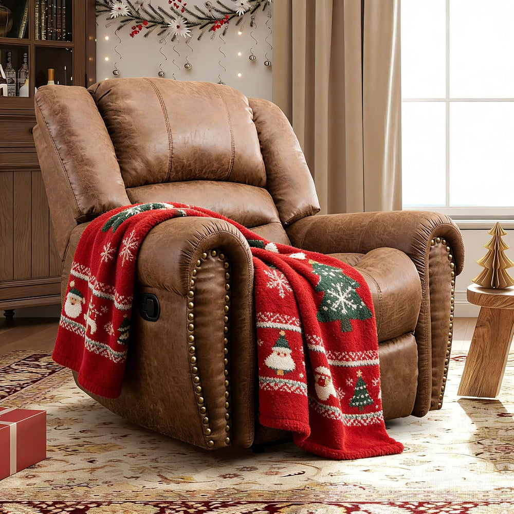 CANMOV Leather Recliner Chair, Classic and Traditional Manual Recliner Chair ...