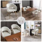 Cream Velvet Dining Chairs Gold Legs, Modern Dining Room Chairs with Arms Set of 6 Upholstered Accent Chair Armchair with Barrel Back for Kitchen Living Room