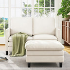 Welzona 3-Layers Cloud L Shaped Couch, 51" Teddy Sofa and Loveseat Set | Comfy Teddy Fabric, Washable Covers, Tool-Free Setup, All-wood Cloud Couches for Living Room, Bedroom, Small Spaces, Beige