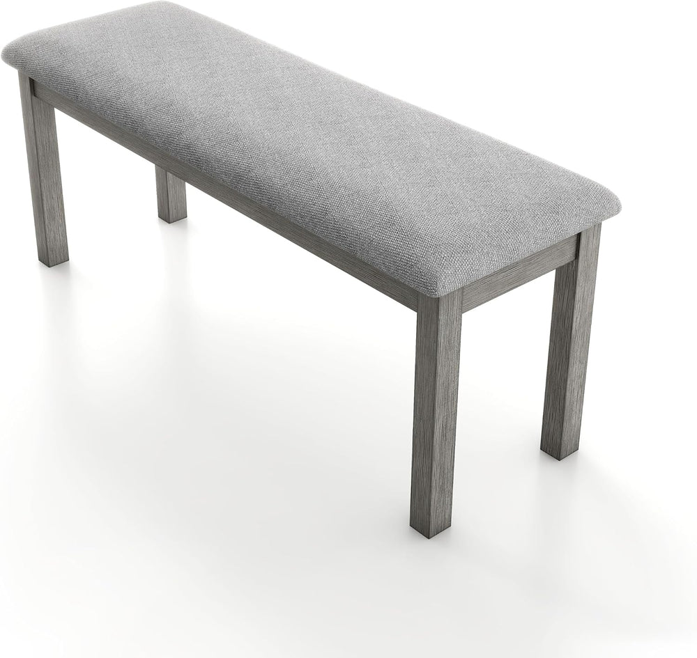 Furniture of America Jorvik Farmhouse Fabric Upholstered Bench with Wood Legs...