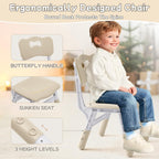 GITAWUSA Toddler Table and Chair Set, Height Adjustable-Upgrade Kids Table and 4 Chairs for Ages 3-8, Multi-Activity Toddler Play Table with Graffiti Desktop for Home/Daycare (4Chairs Beige)