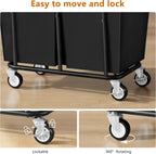 Large Laundry Hamper with Wheels, 2 - Bag 250L Rolling Medium Laundry Basket Sorter Cart, Medium - Sized Laundry Clothes Hamper, Heavy Duty Laundry Basket Organizer for Laundry Room, Bathroom