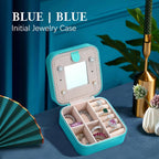 Parima Travel Jewelry Box for Girls Women, Jewelry Organizer Box | Personalized Jewelry Boxes for Women Girls Jewelry Box | Necklace Earrings Ring Box - Letter J, Aqua Blue