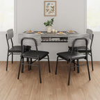 GarveeHome Dining Table Set for 4 with Storage Rack, 5-Piece Kitchen Table and Upholstered Chairs of 4, Wood Tabletop & Heavy-Duty Metel Frame, Dining Room Set for Small Space, Apartment, Gray