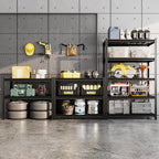 35" W Father&I Industrial Heavy-Dudy Garage Shelving Units/Systems: Metal 5-T Storage Shelves Adjustable for Basement/Closet/Tote/Kitchen/Pantry Organization, 72" H*35" W *15.7" D, Black