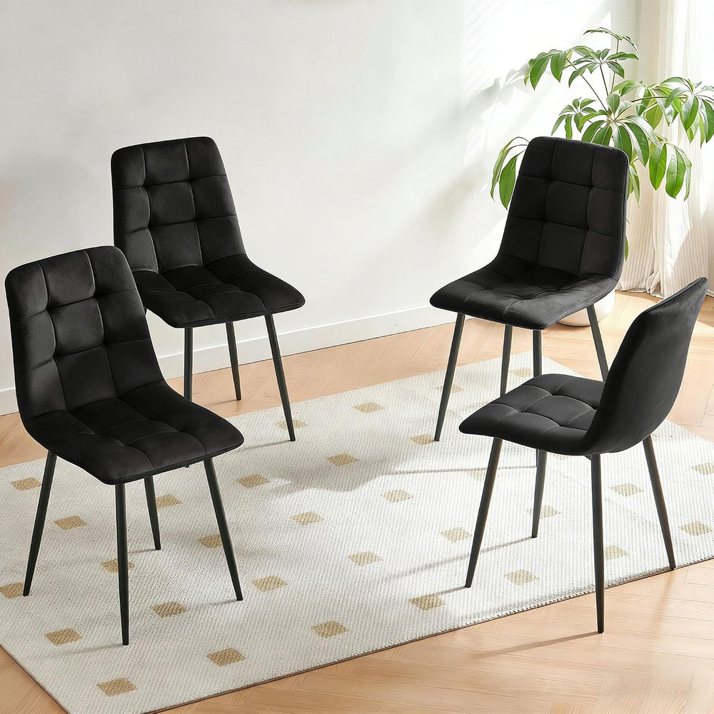 Homedot Black Dining Chairs Set of 4, Modern Upholstered Velvet Kitchen Recep...