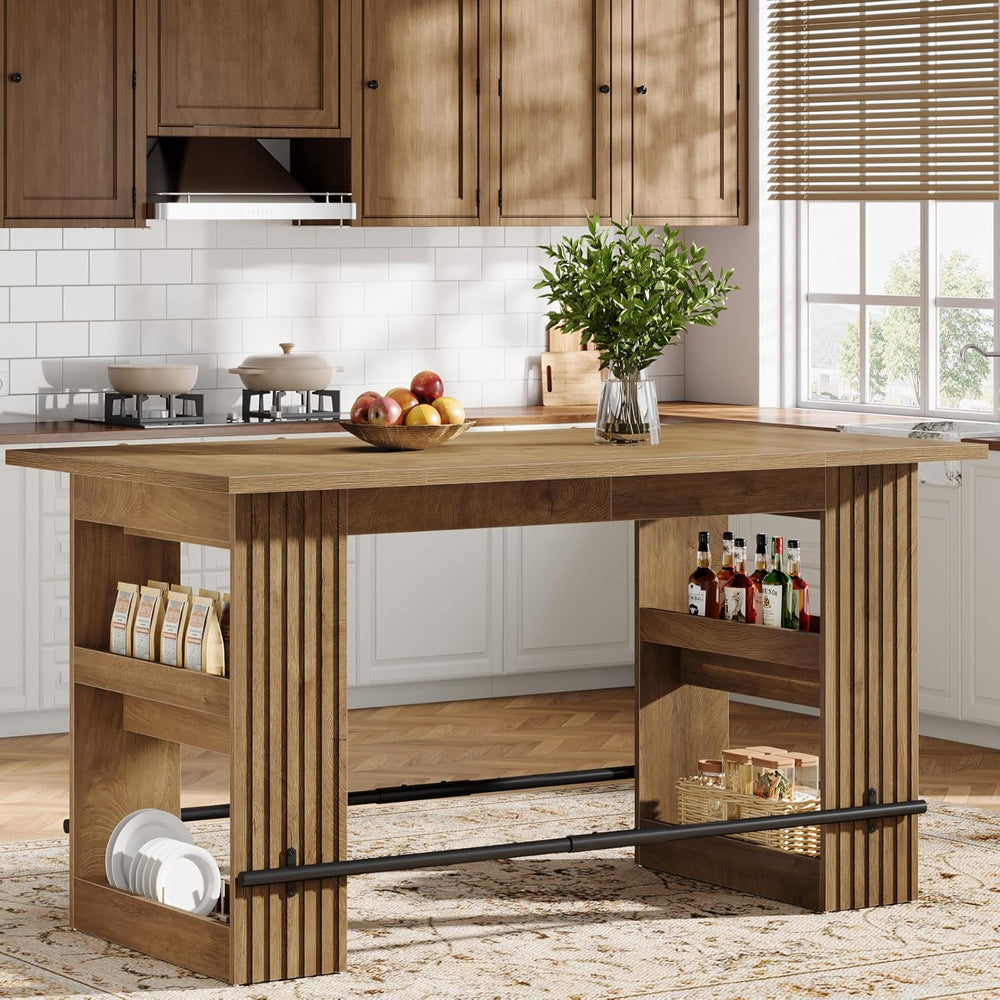 Tribesigns 63" Kitchen Island with Storage, Farmhouse Wood Stationary Is...