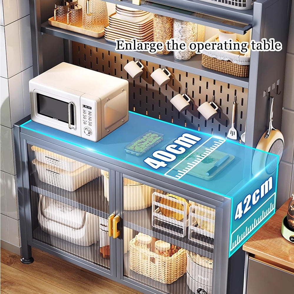 JKGHK 6-Tier Tall Kitchen Bakers Rack, Kitchen Storage Hutch Cupboard Cabinet...