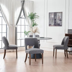 VKNOW Wooden Dining Chairs Set of 4, Modern Fabric Upholstered Dining Room Chair Kitchen Chairs, Farmhouse Dinner Chair for Kitchen Dining Room, Fabric Grey