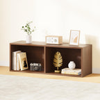 IOTXY DIY Modular Cube Bookcase - CubeXY Customizable Stackable Expandable Basic Shelving Units, 2-Cube Wooden Open Bookshelf for Miscellaneous Storage Organizer, Walnut