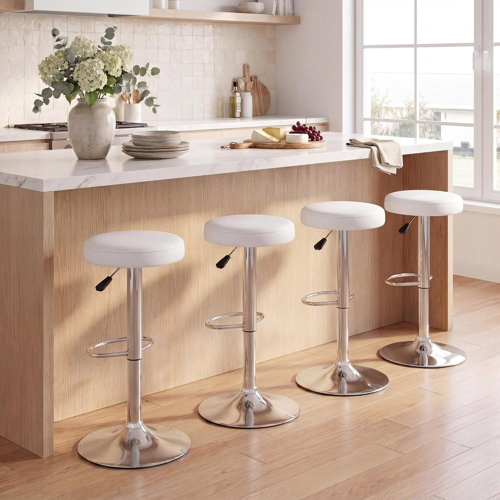 GIANTEX Bar Stools Set of 2, Adjustable Height PU Leather Bar Chair with Swiv...