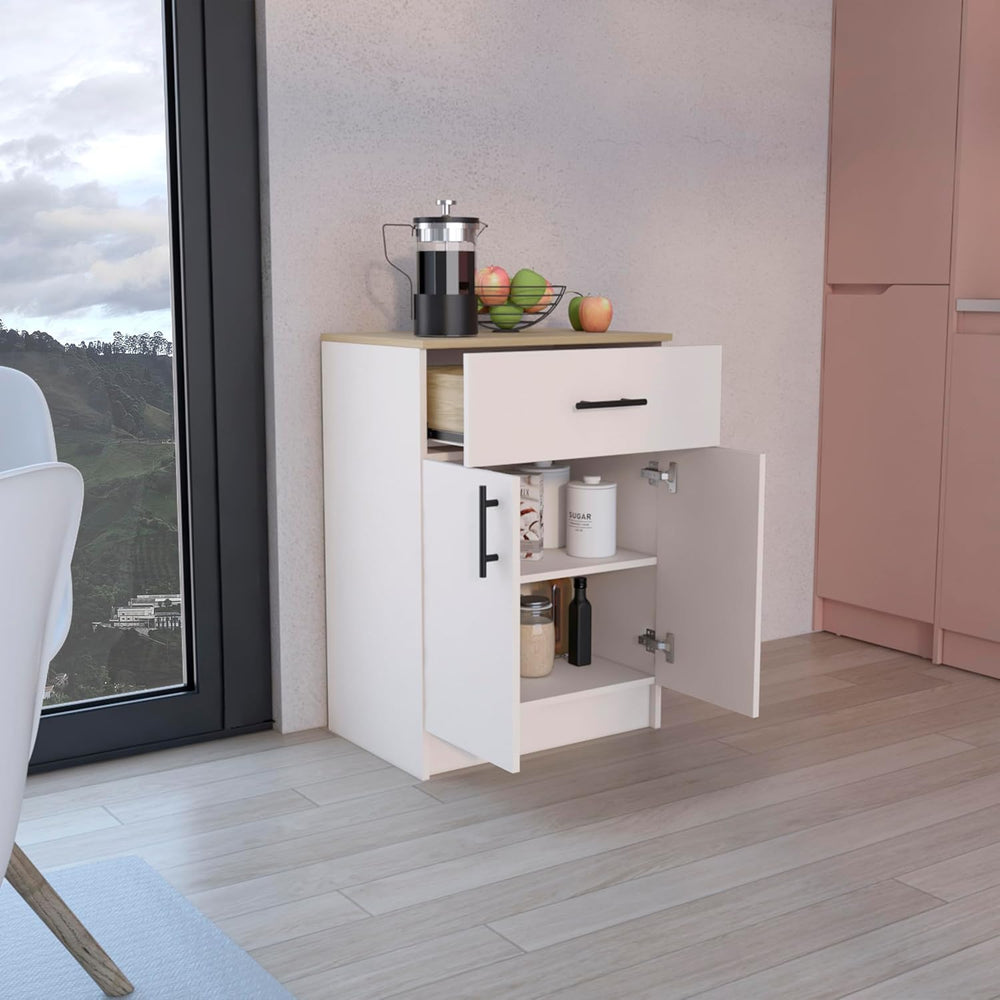 Multistorage Pantry Cabinet, One Drawer, Two Interior Shelves Ivory - Natural...
