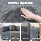 79" Boneless Couch for Living Room,Convertible Futon Sleeper Sofa Bed | 6-In-1 Boneless Couch,Corduroy Sleeper Sofa Bed with Pillows,Modular Floor Loveseat Pull Out Couch, No Assembly, Dark Gray