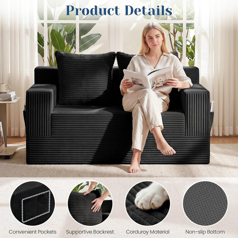 Convertible Sofa Bed,Small Couch & Loveseat,Pull Out Couch Bed for Small ...