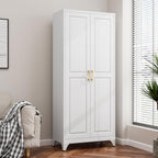 75" Tall White Metal Storage Cabinet with Doors, Heavy Duty | Freestanding Steel Kitchen Pantry Cabinet, 4 Adjustable Shelves (180 Lbs Load), Tall Cabinets for Home, Office and Garage