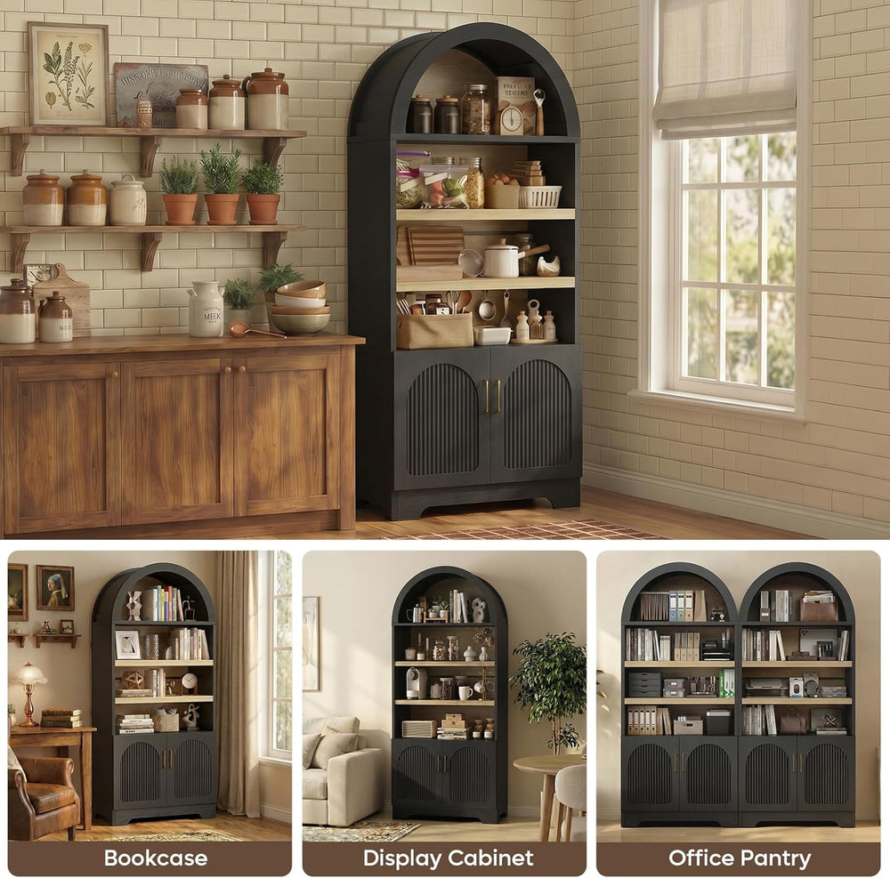 Bestier 71" Tall Arched Kitchen Pantry, Arched Cabinet with Doors, Moder...