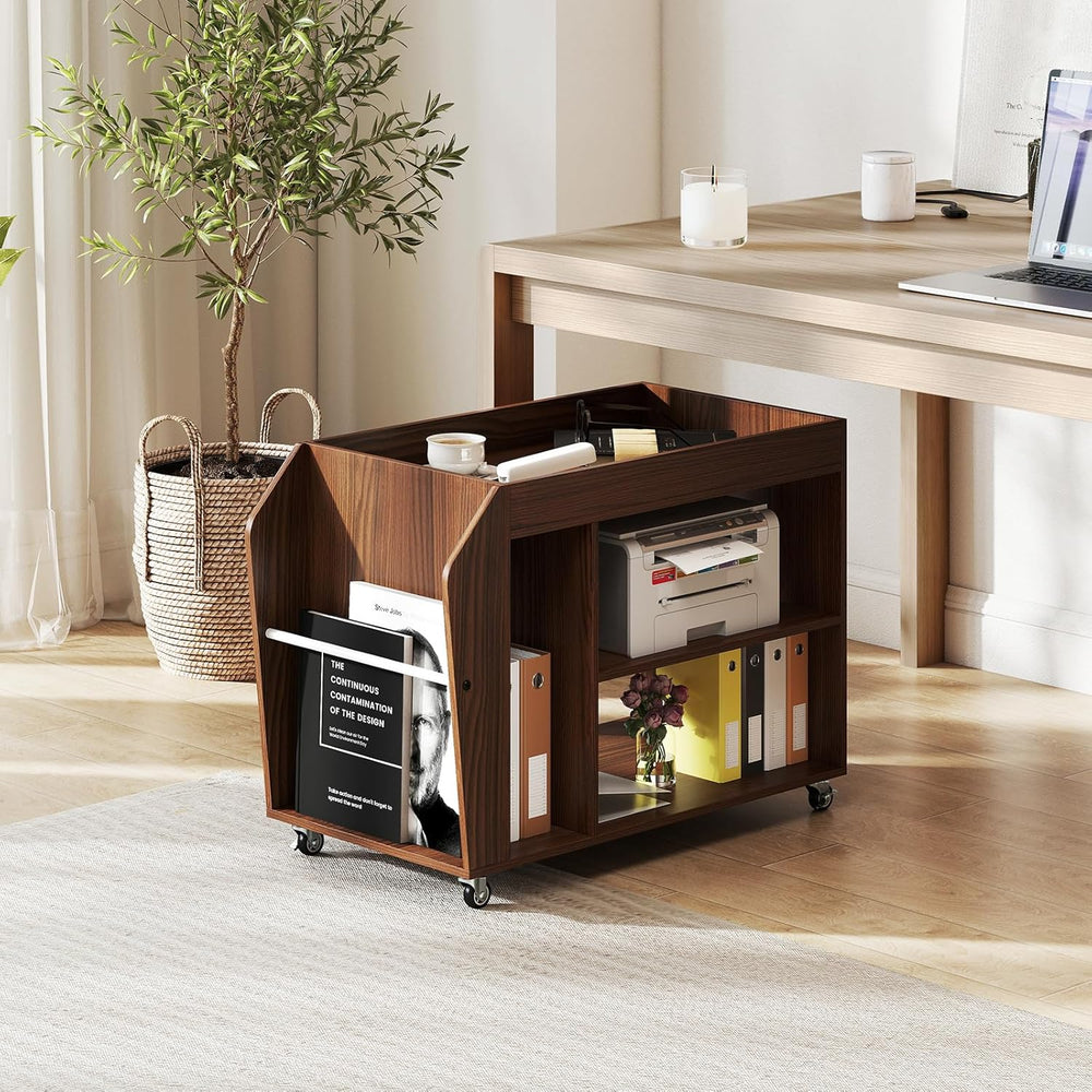Giantex Rolling End Table with Storage, 3-Tier Side Table with Magazine Rack ...
